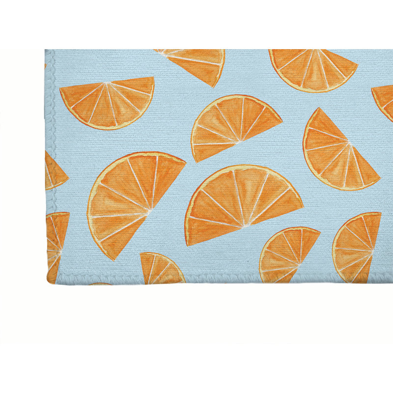 Tapis de bureau léger Summer Oranges, L 60 po x P 84 po, Bleu nuage
