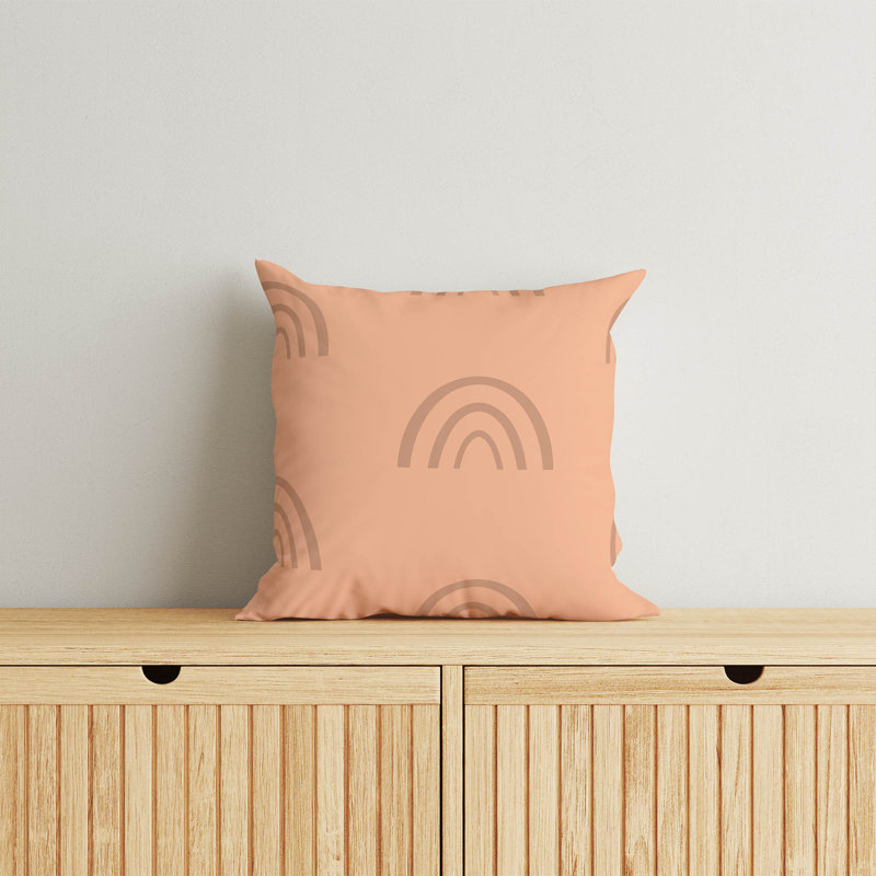 Plain Bows Match Pillow, Peach, 18"H x 18"W