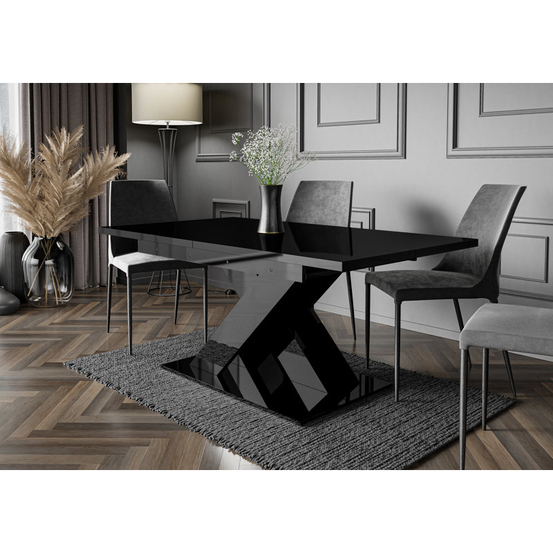 Bronx Extendable Dining Table, Black Gloss