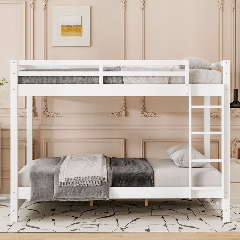 Grand lit superposé en bois avec échelle Wood, blanc, Blanc