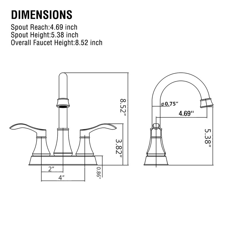 2-handle Bathroom Faucet with Drain Assembly, Matte Black