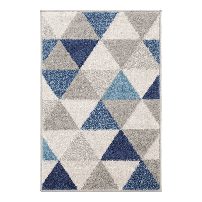Rivka Power Loom Blue/Grey/Cream Rug, Rectangle 60 x 90cm