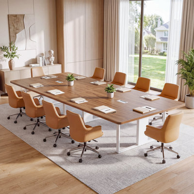 9FT Conference Table, 110.24" W x 55.12" D Large Conference Room Table with Cable Grommet