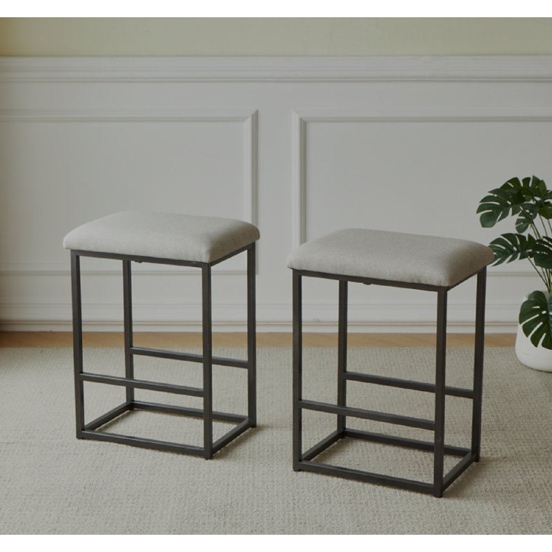 Upholstered Counter Stool with Metal Frame
