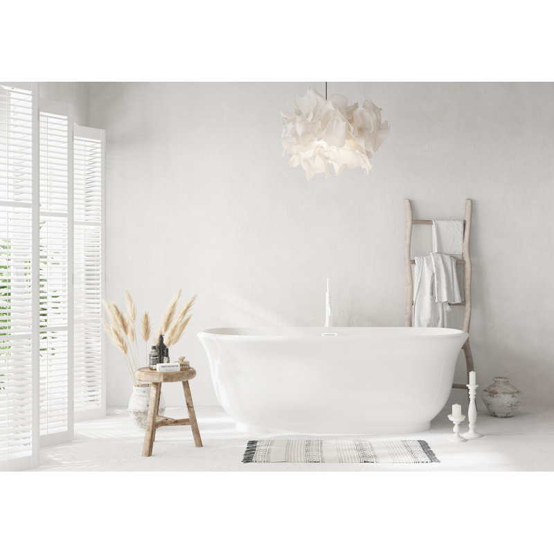 Chaylynn 67'' x 31'' Soaking Acrylic Bathtub, Polished White