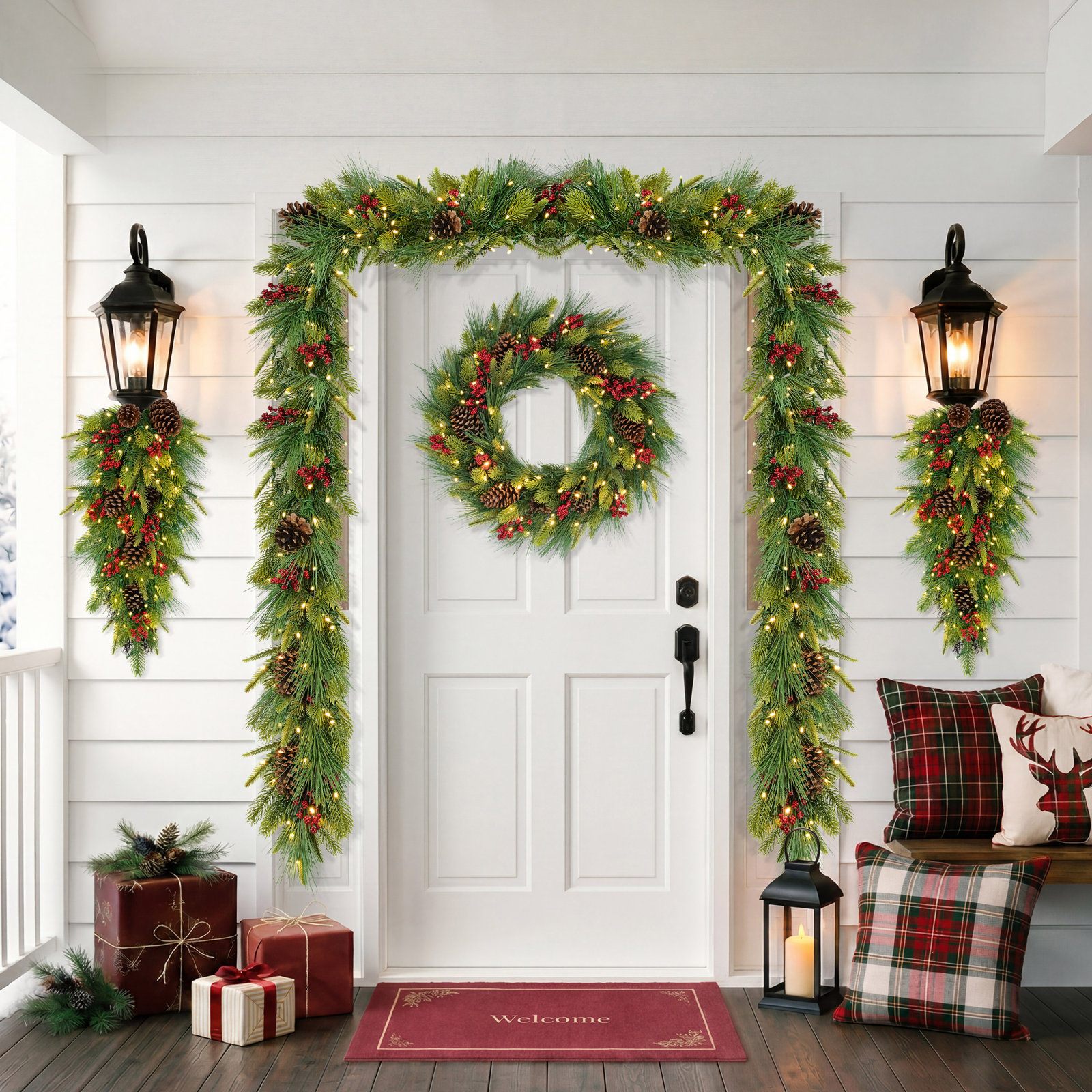 72" Pre-Lit Mixed Pine Garland