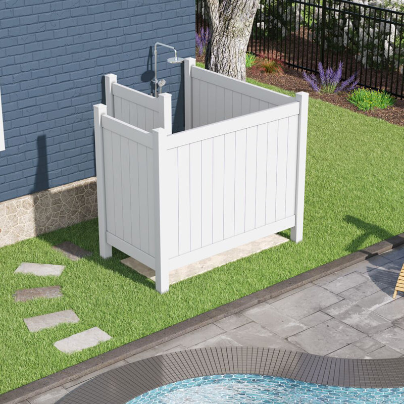 Barrette Outdoor Living Vinyl Outdoor Shower Third Wall Kit, Easy-To-Assemble