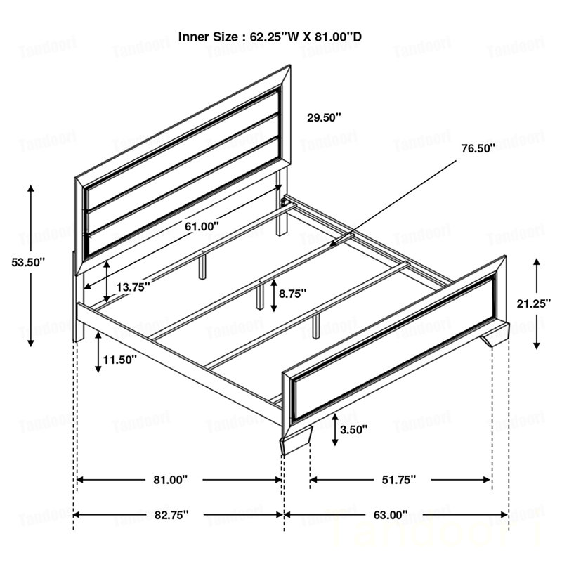 Wood Queen Panel Bed  Cocoa