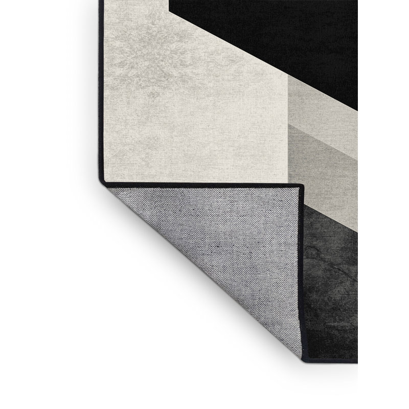 Tapis gris / noir à motif géométrique lavable à la machine Roslindale, 7 x 10