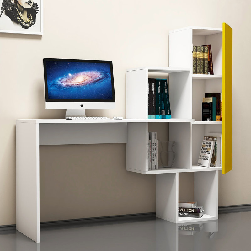 Loucks Computer Desk, Yellow/White