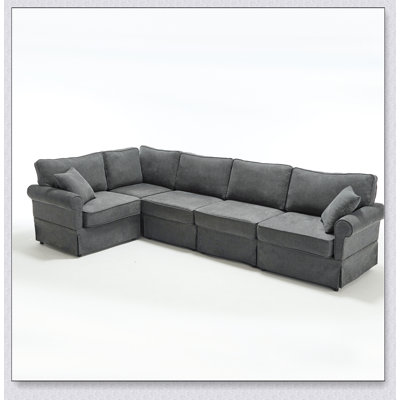 Ensemble de canapé modulaire polyvalent avec revêtement en lin doux et accoudoirs roulés pour des sièges flexibles