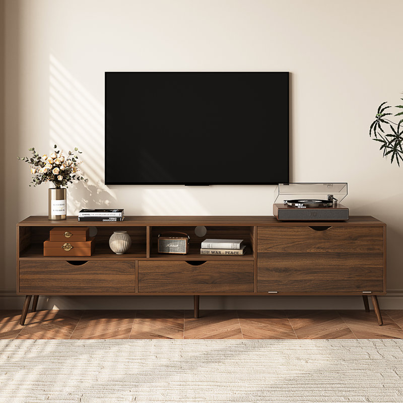 Meuble télé avec 2 tiroirs Mid-Century