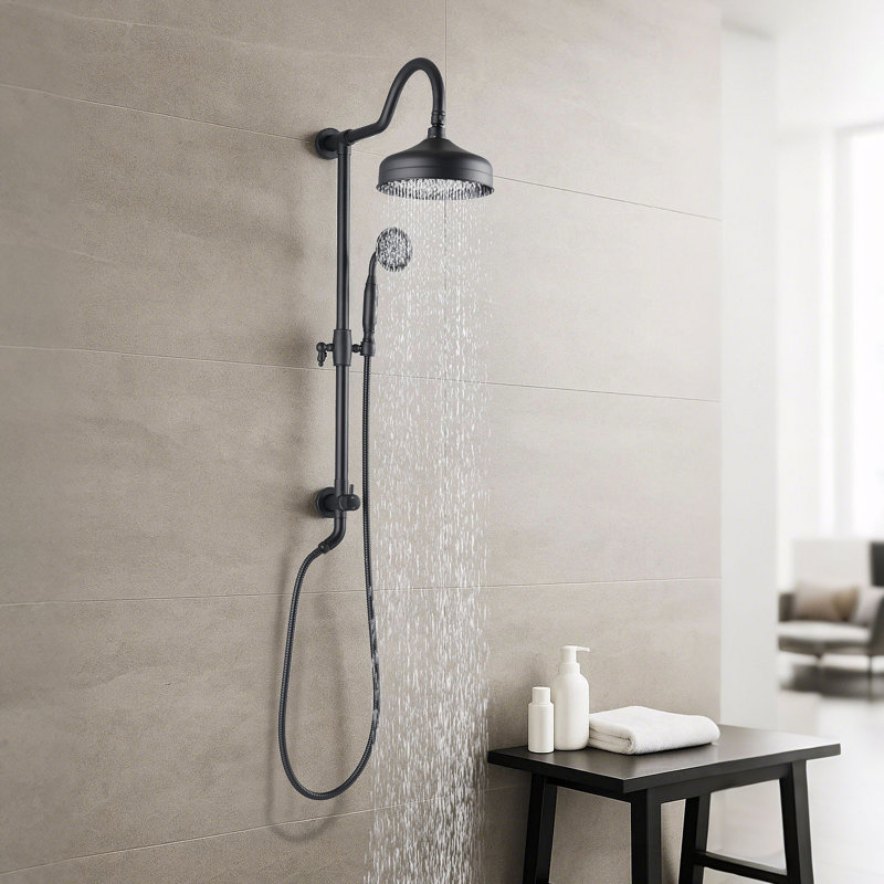 8-Inch Complete Rain Shower Combo System, Air-Injection Rainfall Spray, 3-Function Hand Shower, Wall Mounted In