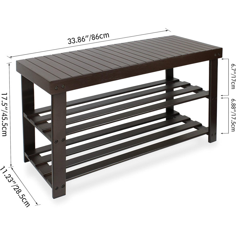 6 Pair Shoe Rack, Dark Brown