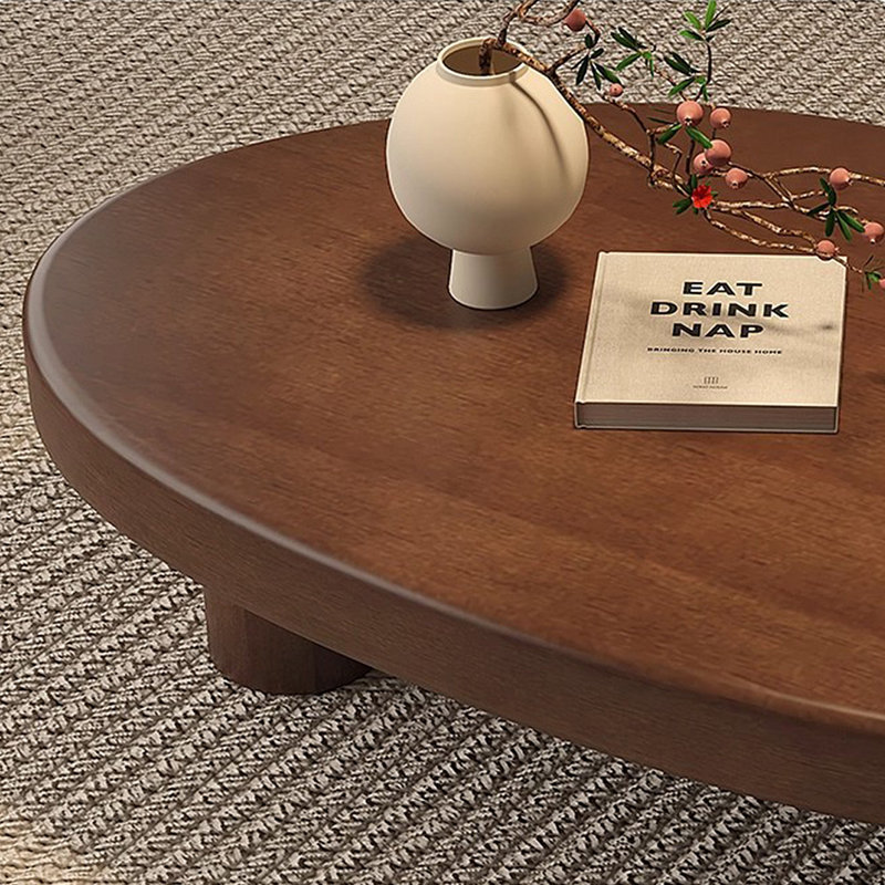 Retro Black Solid Wood Triangle Coffee Table, 13.39" H x 39.37" L x 23.62" W, Black