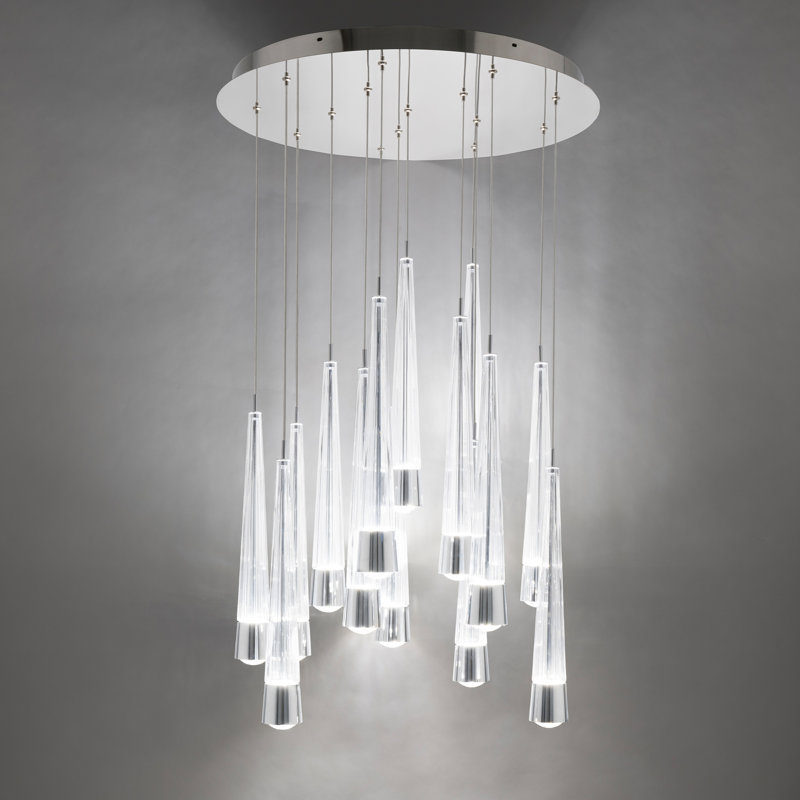 Chrome Glass 15-Light LED Cluster Pendant