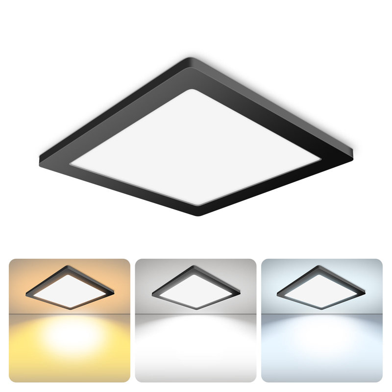  Modern slim square black flush mount ceiling light for Bedroom, Kitchen, Hallway, Laundry, 0.60" H x 11.80" W x 11.80" D