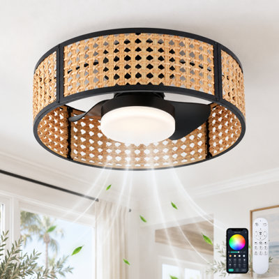 Ventilateur de plafond à DEL de 20 po à DEL de style ferme avec lumière et télécommande Aquila