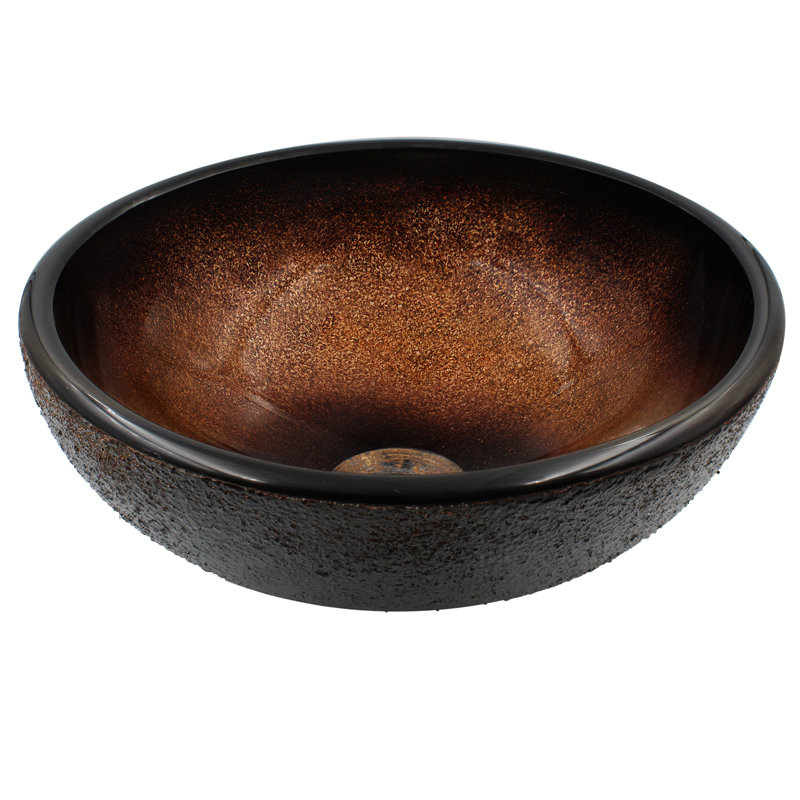 Novatto 12'' Glass Circular Bathroom Sink, Oil Rubbed Bronze