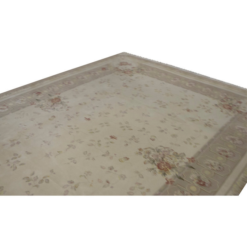 Tapis beige noué à la main de haute qualité
