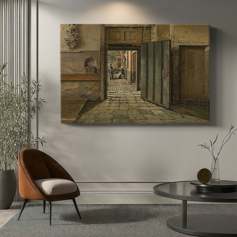 La porte ouverte-Henri De Braekeleer-Toile tendue avec châssis-c. Fin du 19e siècle, 32 x 48