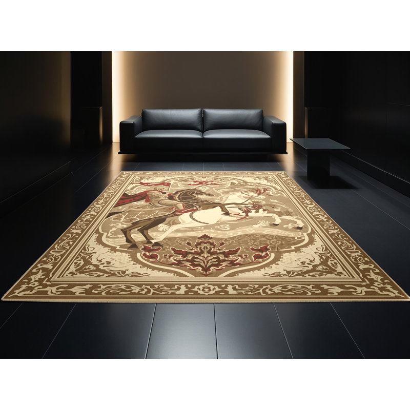 Tapis oriental doux et moelleux en jais beige, 2 x 5