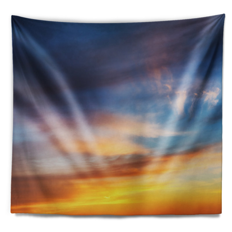 Tapisserie avec accessoires suspendus en tissu de mer de soleil, H 78 po x l 92 po