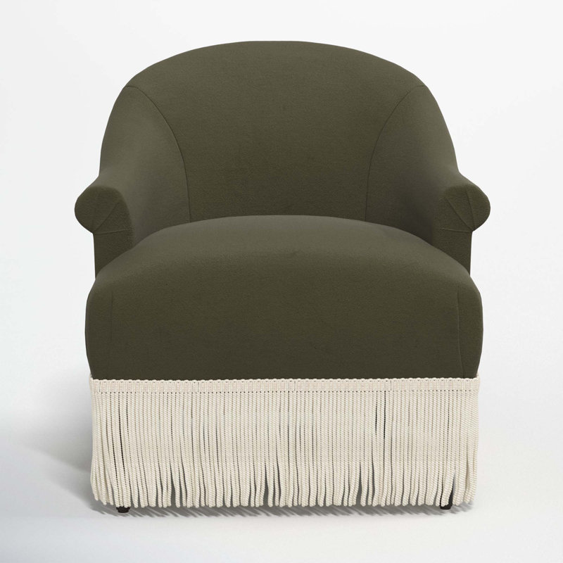 Fauteuil à oreilles Callie, Velours classique Loden, Ivoire