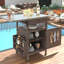 Chariot de barbecue extérieur avec plateau en acier inoxydable, chariot de cuisine roulant en bois massif avec abattant, tiroir et roulettes verrouillables, brun-2033175634