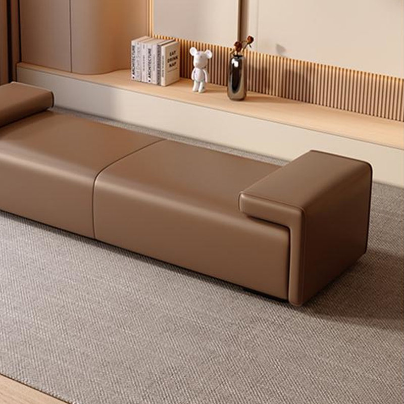 Banc long en cuir et chambre à coucher en cuir Coffee, Café, H 18,9 po x l 47,24 po x P 19,69 po
