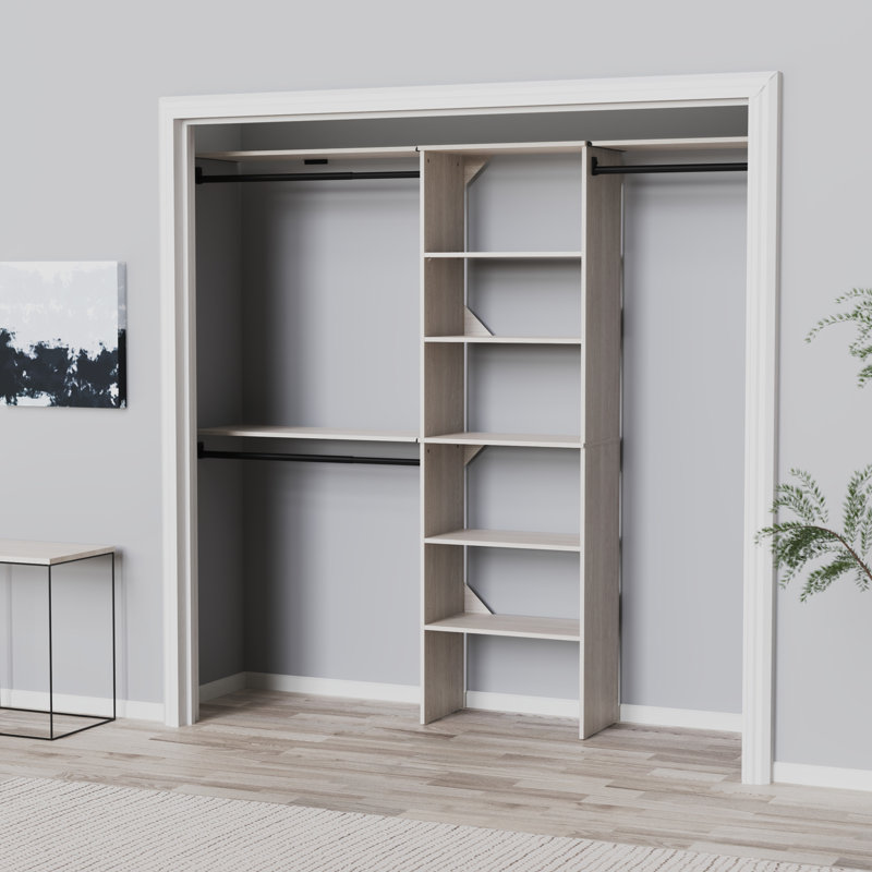 SuiteSymphony Closet System Kit with Top Shelves, 82.46"H x 120"W x 14.59"D