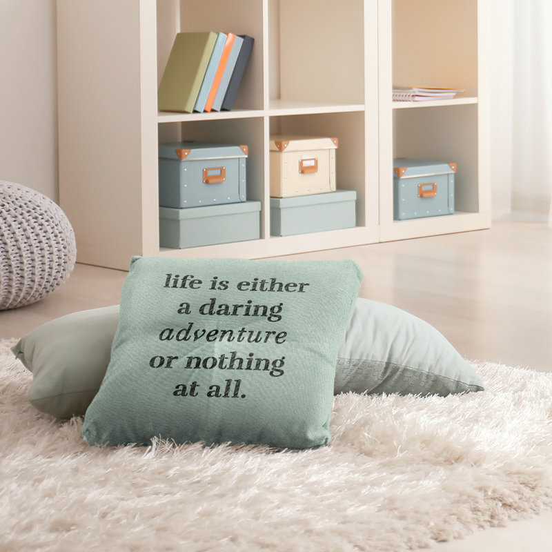 Coussin décoratif intérieur / extérieur Life Adventure, Vert / noir, 26 po x 26 po