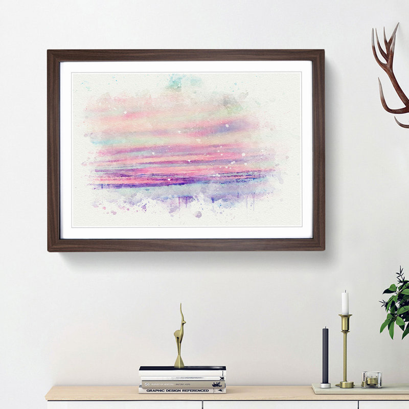 Pastel Sky in Abstract - Framed Print, 27cm H x 36cm W x 2cm D, Walnut Framed