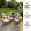 Ensemble de patio modulaire d'extérieur en bois d'acacia de 5 pièces Timberlane, ensemble de conversation avec canapé, fauteuil, table basse et 2 repose-pieds, coussins hydrofuges, conception transitionnelle pour terrasse