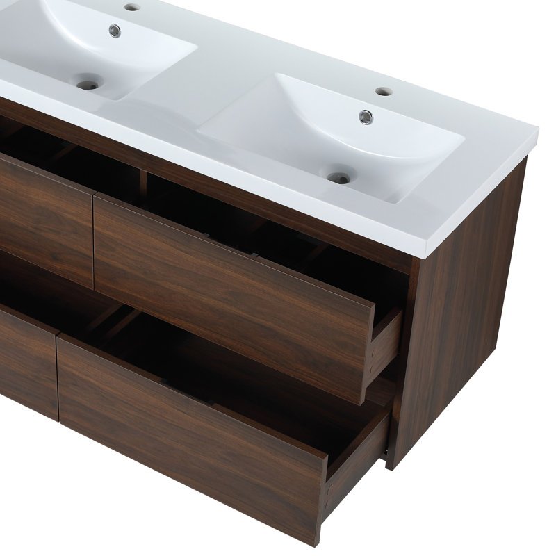 Meuble-lavabo mural 48 po avec plateau en résine blanche
