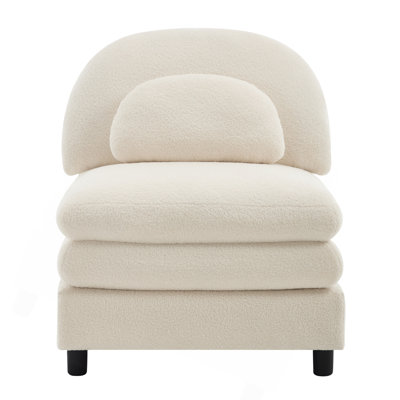 Canapé courbé sans accoudoirs avec oreiller Vitoria - blanc beige