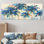 Ensemble de salon art mural bleu et or forêt I - palmiers et palmiers