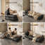 Canapé-lit modulaire en cuir véritable 2 en 1, fauteuil-lit noir