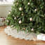 Handmade Christmas Tree Skirt in Natural Linen - Nailhead Design - 60"