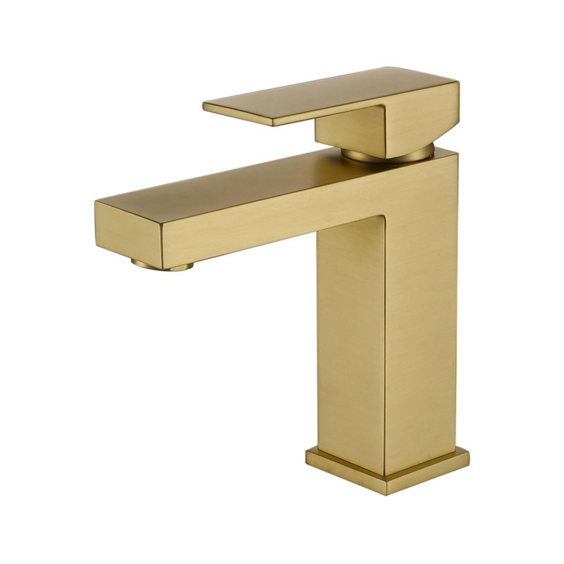 Single Handle Brass Bathroom Sink Faucet, Brushed Gold