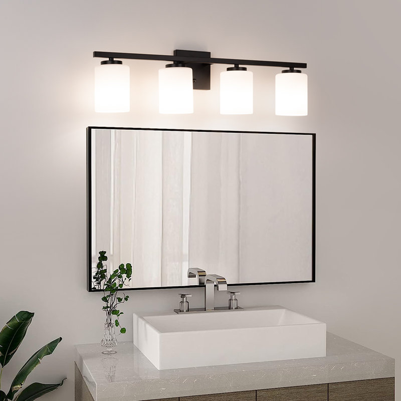 Éclairage pour meuble-lavabo à intensité variable Ellysen, Noir mat, 4