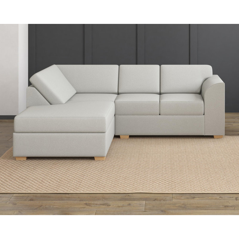 Modo L Shaped Sofa With Corner, Fixed Back, Left Hand Facing, Mink Polyester