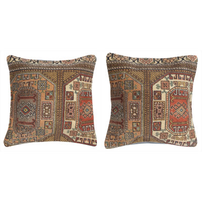 24 po x 24 po ENSEMBLE DE 2 - Housses de coussin en laine turque rétro. Coussins faits à la main. Coussins décoratifs rustiques
