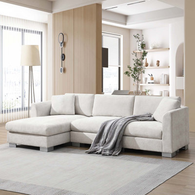 Canapé modulaire en L 96 po en forme de L de 96 pouces avec 2 coussins gratuits et une très grande chaise pour salon, appartement, bureau