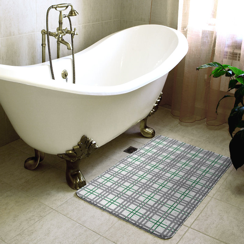 Tapis pour salle de bain Philadelphia, l 17 po x L 24 po, Vert / Gris / Blanc