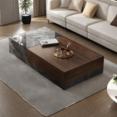 Table basse moderne à grain de noyer