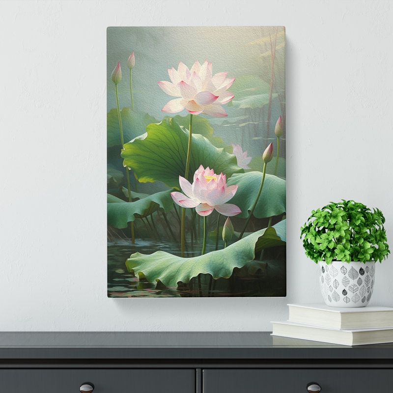 Lotus Flower Classicism No.2 - Wrapped Canvas, 50cm H x 35cm W x 3cm D