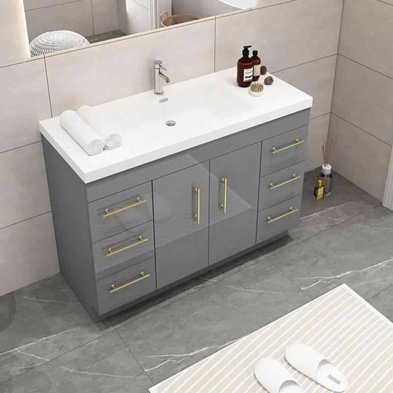 Ensemble de meuble-lavabo simple 47 po, Gris brillant