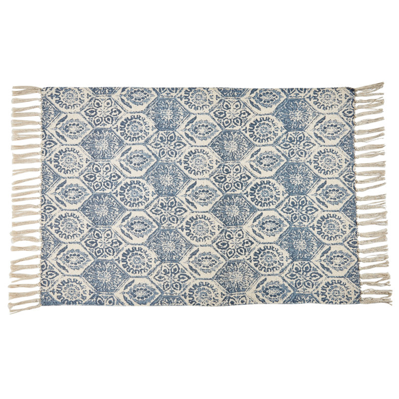 Tapis imprimé mosaïque bleu, Rectangle 2 pi x 3 pi