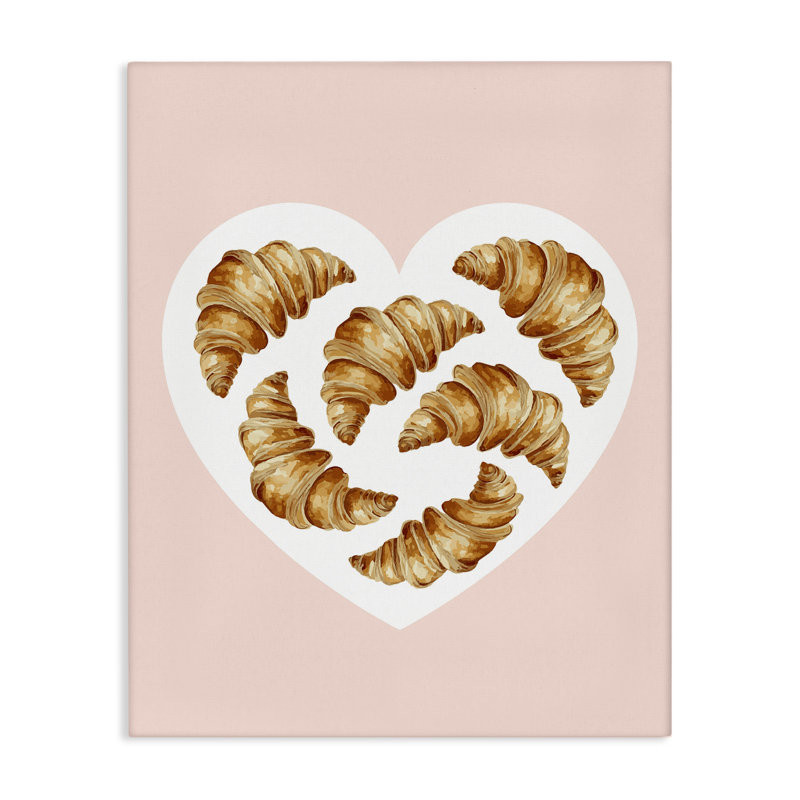 Croissants du matin en toile en forme de cœur, design par Lil 'Rue, H 20 po x l 16 po